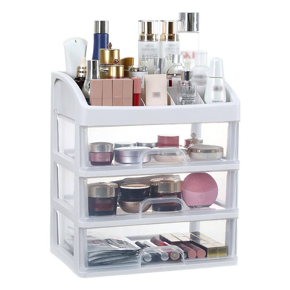 Makeup Organizer with Drawers - Cosmetic Storage Box for Lipstick, Brushes & Makeup Tools | Desktop & Dormitory Vanity Organizer | Perfect for Dressing Table & Bathroom Organization