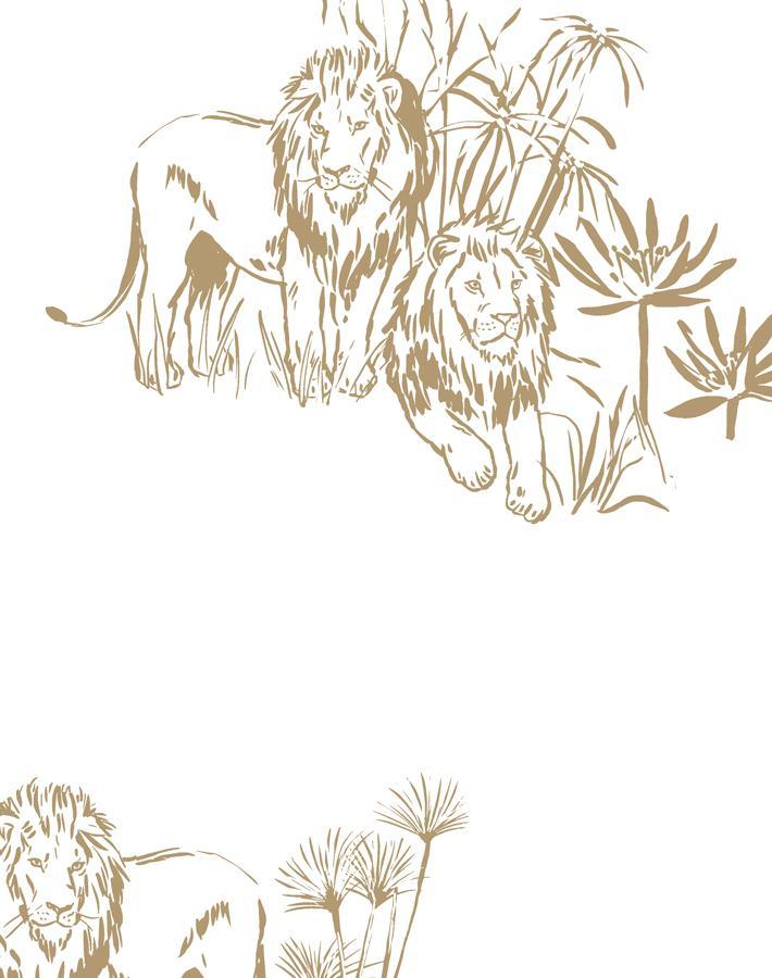Foliage Lions Wallpaper by Tea Collection - White | Premium Peel & Stick Wallpaper for Nursery, Kids Room & Home Decor