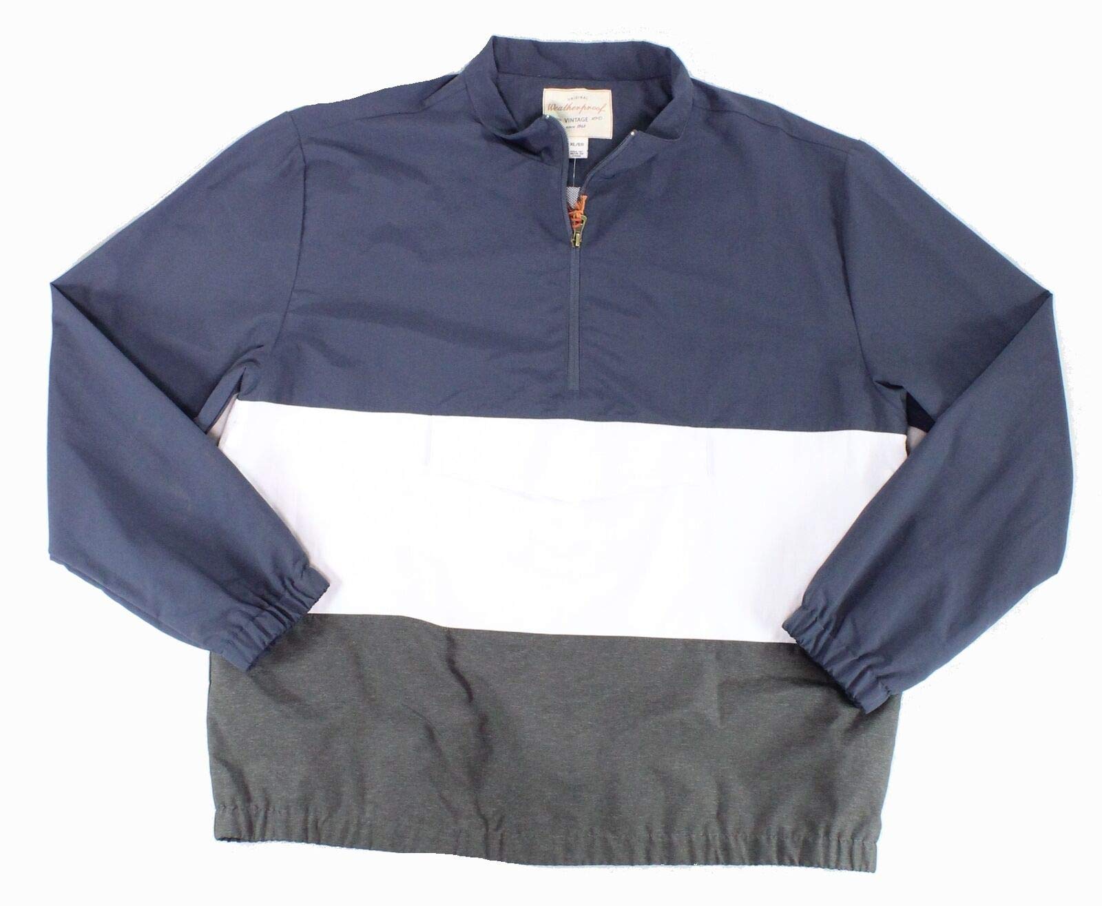 Vintage Men's Colorblocked Anorak Jacket - Waterproof Windbreaker with Hood - Blue Nights (Size S) - Perfect for Hiking, Camping & Outdoor Adventures