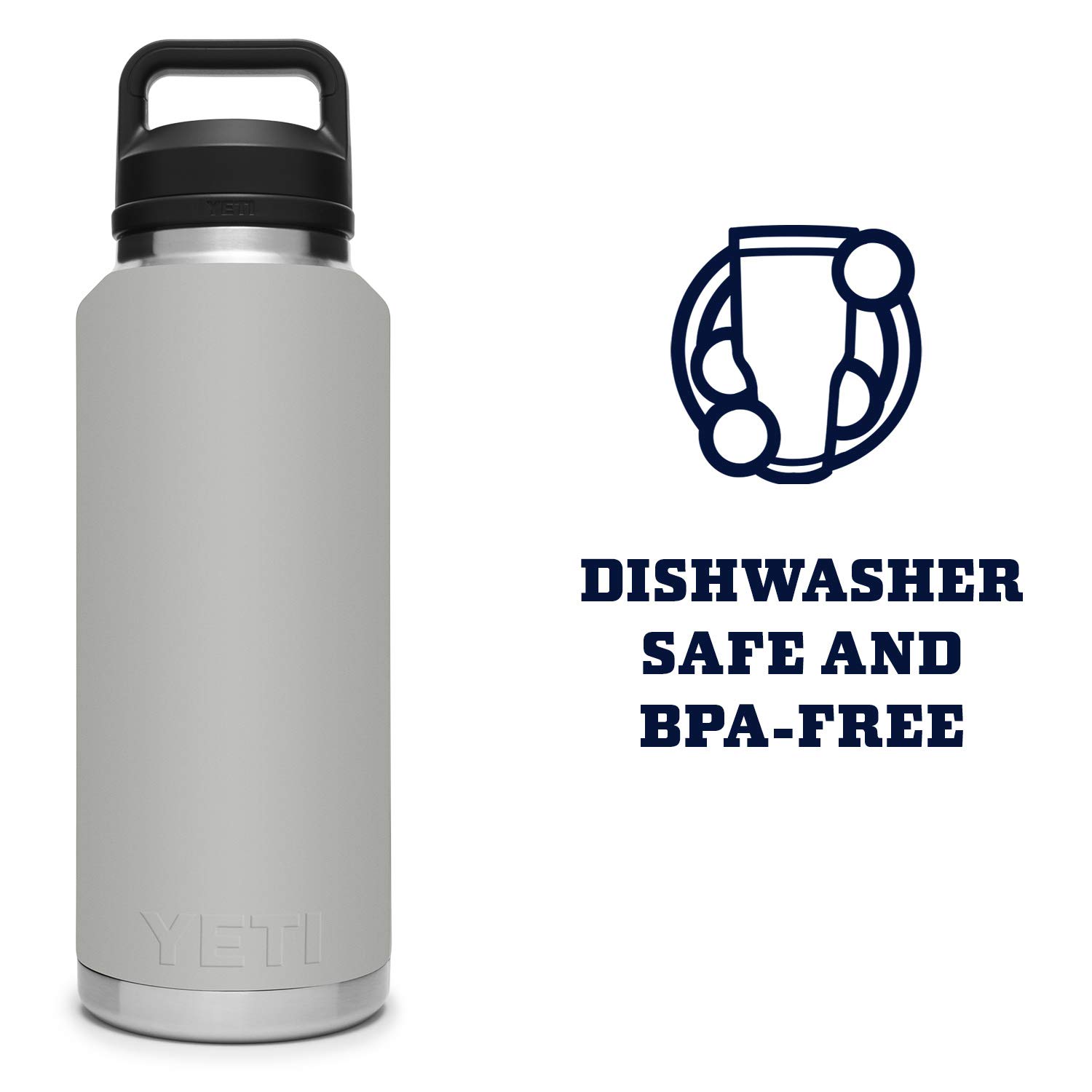 **YETI Rambler 46 oz Vacuum Insulated Stainless Steel Water Bottle with Chug Cap - Granite Gray (Retired Color) | Perfect for Outdoor Adventures, Hiking, Camping & Gym**