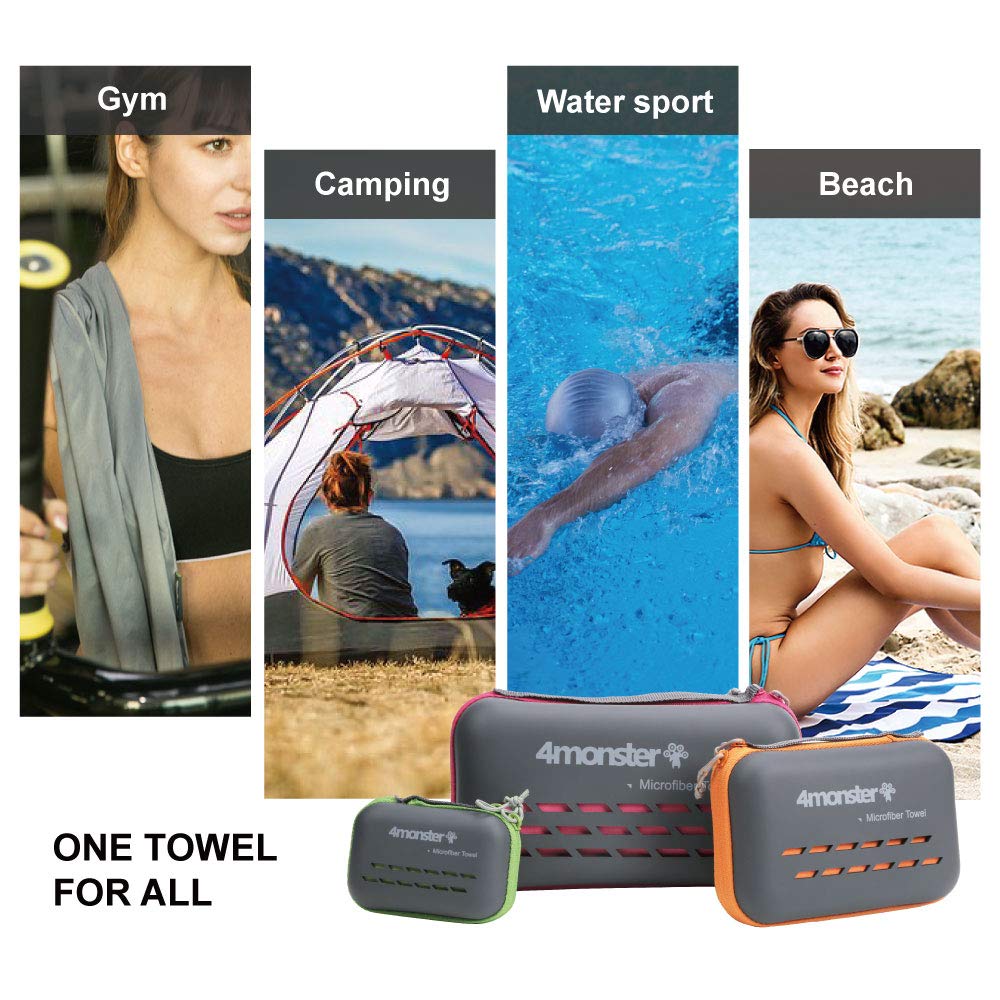 4Monster Super Absorbent & Fast Drying Camping Towel - Microfiber Travel Towel for Swimming, Beach, Hiking, Yoga - Ultra Soft Compact Gym Towel (47