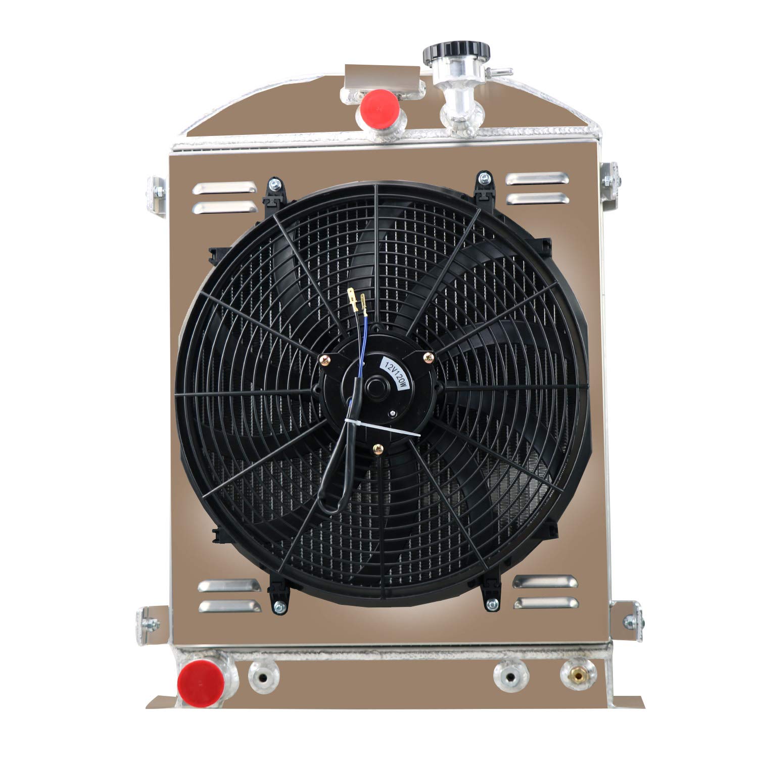 ALLOYWORKS 4 Row High Performance Aluminum Radiator with Shroud Fan & Relay Kit - Compatible with 1928-1931 Ford Model A (1928,1929,1930,1931) - Perfect for Classic Car Restoration & Hot Rod Upgrades