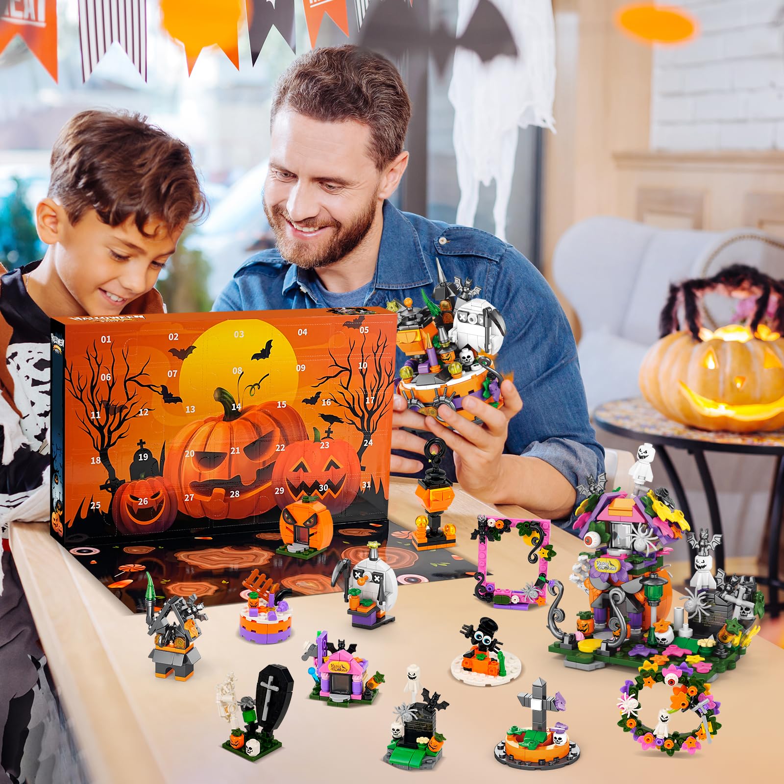 2024 Halloween Advent Calendar with Building Blocks for Kids - 31 Days Countdown Toy, Fun Halloween Gift for Children (CT-930) | Perfect for Classroom Rewards, Party Favors & Holiday Countdown Excitement