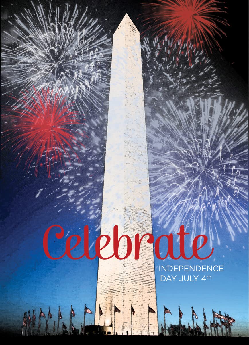 CEO Cards - Patriotic July 4th Independence Day Greeting Cards with Washington Monument Design, 5x7 Inch Bulk Pack of 25 Cards & 26 Red Envelopes (JF1501) - Perfect for 4th of July Celebrations, Veterans Day, Memorial Day & Patriotic Events