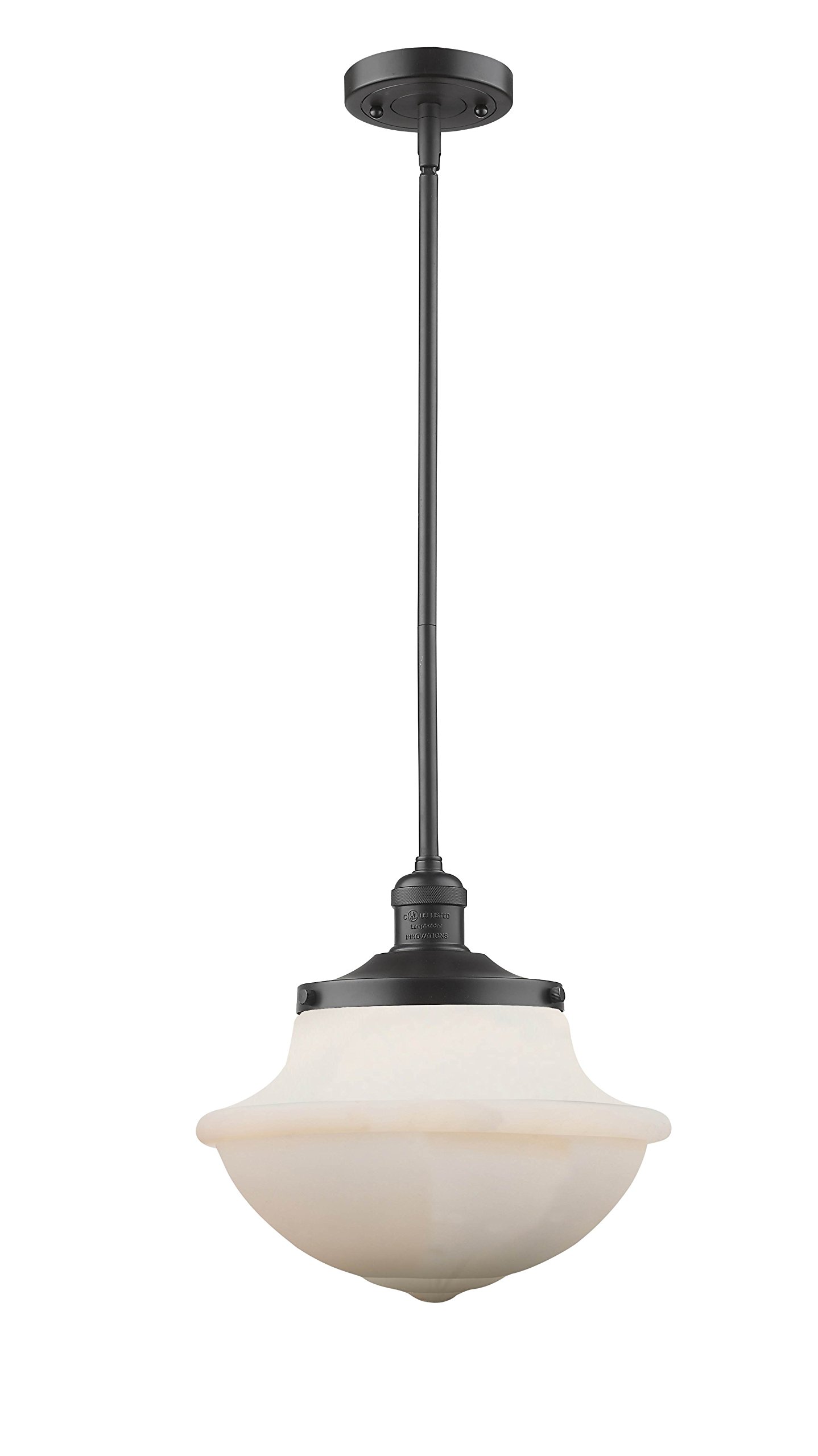 Innovations Lighting 201S-OB-G542W-LED Oxford Schoolhouse 1-Light Pendant in Oil-Rubbed Bronze - Franklin Restoration Collection - Perfect for Kitchen Islands, Dining Rooms, and Entryway Lighting