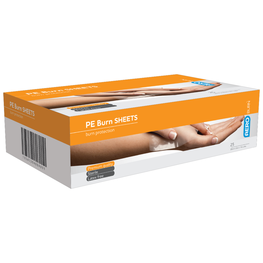 25 Pack Polyethylene Burn Sheet 10 x 10cm - Disposable Wound Dressing for First Aid Kits, Medical Procedures & Emergency Care