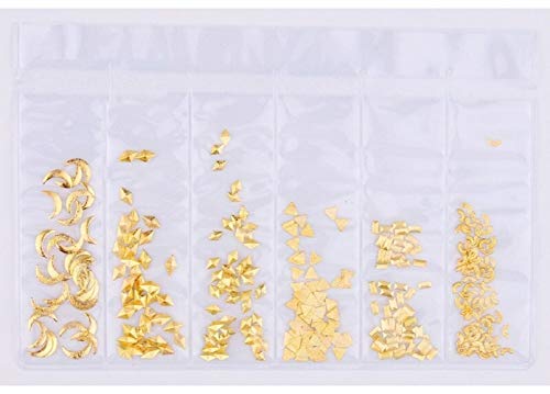 3D Hollow Gold Silver Nail Art Charms - Star Moon Metal Shell Studs & Rhinestones for Nail Decoration (DL-25) | Perfect for DIY Nail Art, Salon Designs, and Special Occasion Manicures