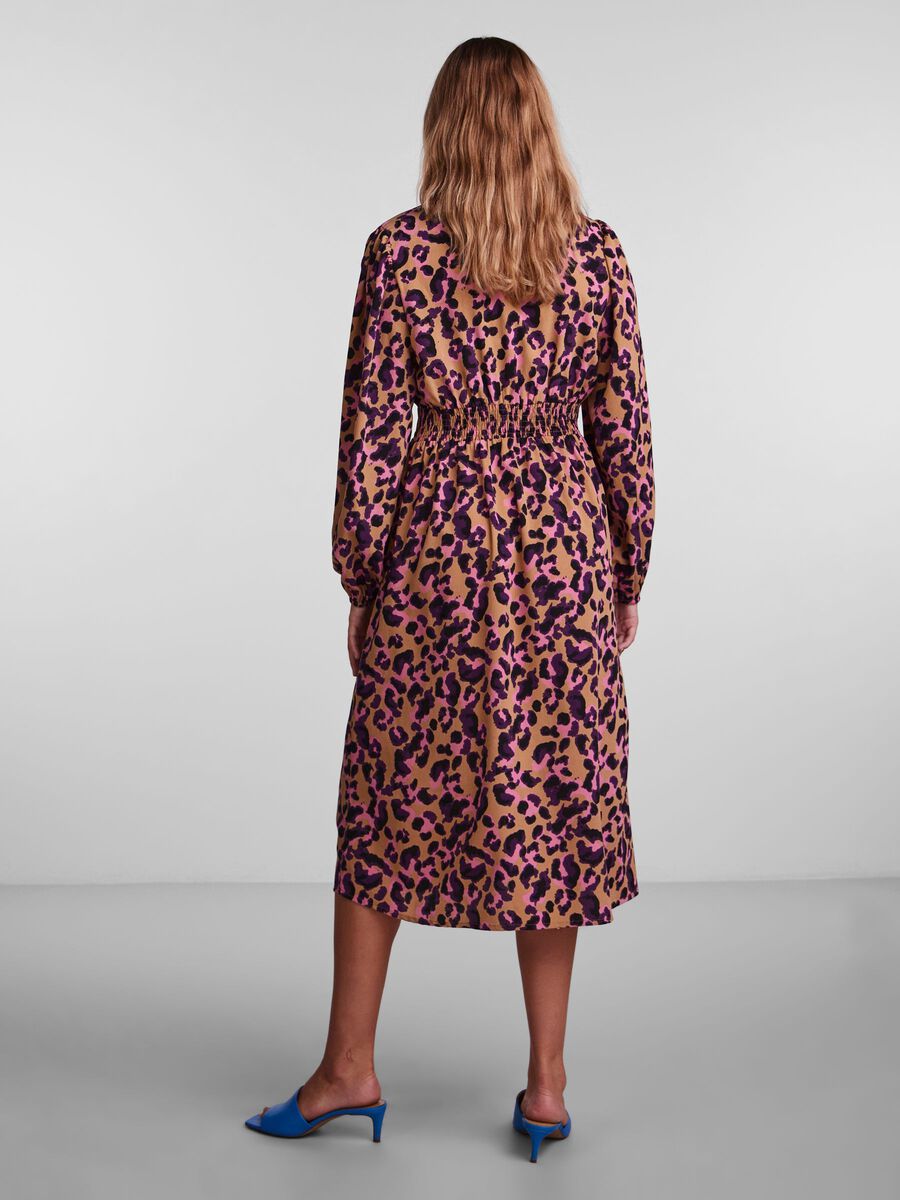 Erinn Midi Dress for Women - Indian Tan & Leo Print Flowy Summer Dress - Perfect for Beach Vacations, Date Nights & Casual Outings