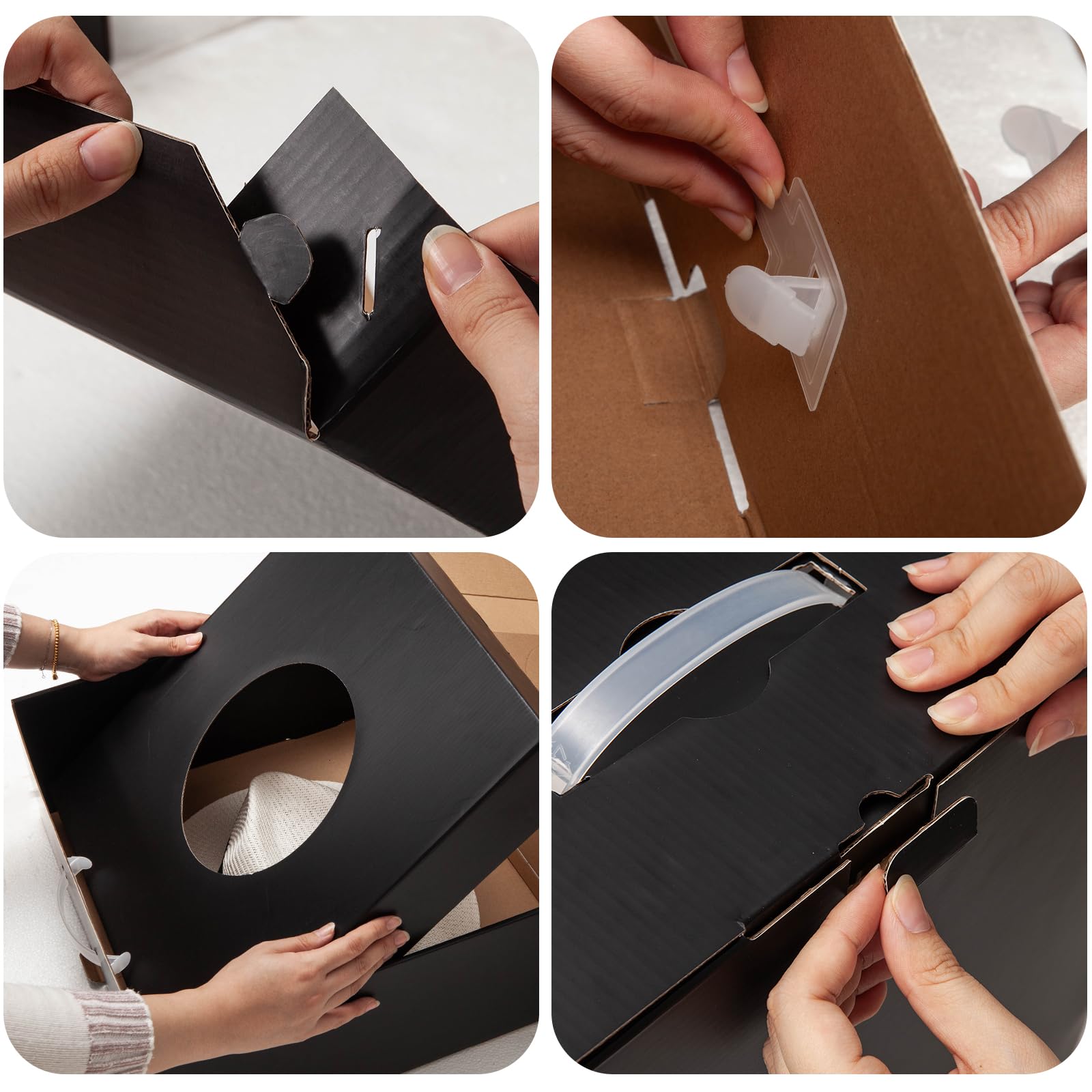 Stylish Wide Brim Panama Fedora Hat Storage Box - Portable Travel & Gift Organizer with Clear Window Display (Black, Large 18.1x16.5x6.3 Inches) - Perfect for Hat Collectors, Travel Accessories & Closet Organization (Pack of 3)