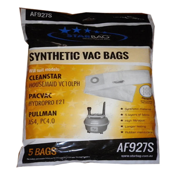 Starbag AF927S Synthetic Vacuum Cleaner Bags - 6 Pack | Compatible with Hoover, Kenmore & More | Dust & Allergen Protection | Ideal for Home, Office & Pet Hair Cleaning