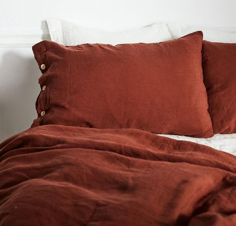 3-Piece Burnt Orange Bohemian Bedding Set - King/Queen/Twin Duvet Cover & Comforter Cover - Soft Washed Cotton California King Size - Perfect for Cozy Bedrooms & Boho Chic Home Decor