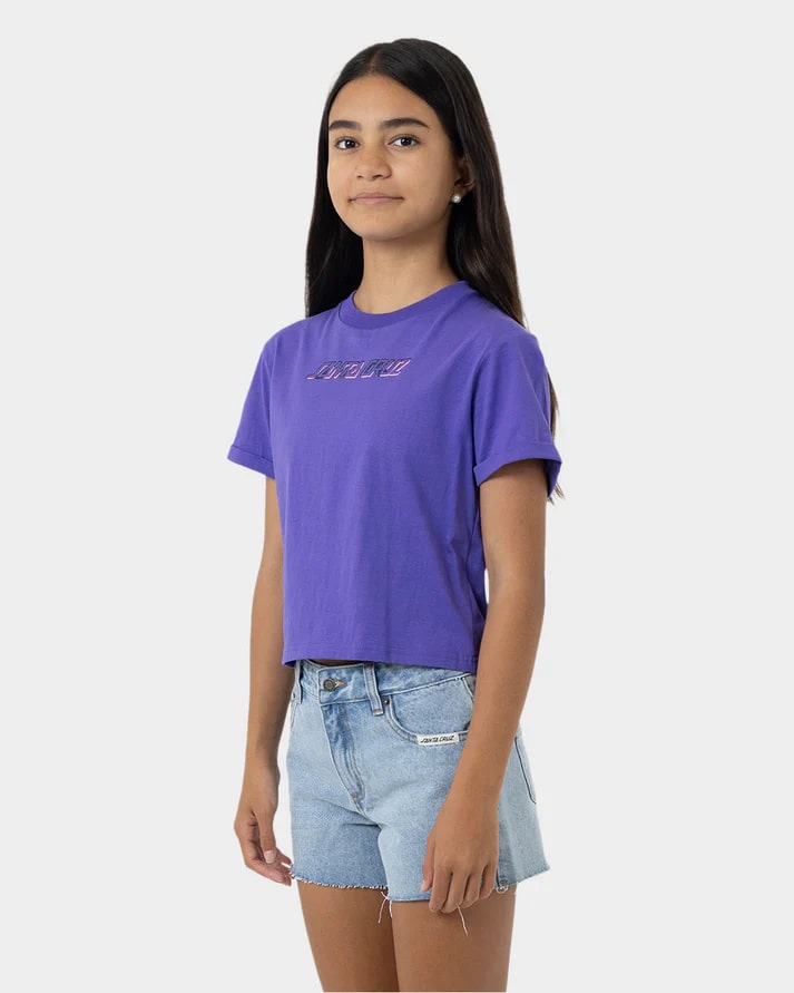 Santa Cruz Seeing Moon Dot Strip Girls Tee - Cute Graphic T-Shirt for Teen Girls - Perfect for Casual Wear, School, and Outings