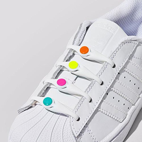HICKIES Kids No-Tie Elastic Shoelaces - White Sprinkles | Comfortable & Adjustable Sneaker Laces for Boys & Girls | Perfect for Running, School & Everyday Wear