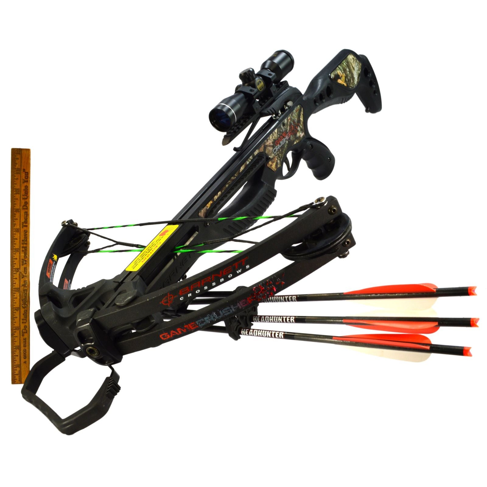 Barnett Game Crusher Crossbow with 3 Headhunter Arrows & 4x32 Scope - High Power Hunting Crossbow for Deer & Big Game - Perfect for Outdoor Hunting & Target Practice