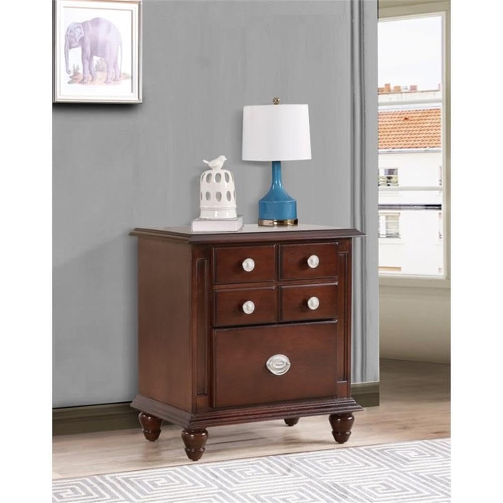 Glory Furniture Summit 2-Drawer Nightstand in Cappuccino Finish - Stylish Bedside Table for Bedroom Decor & Storage