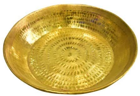 Will & Weaves 12 Inch Traditional Indian Brass Hammered Dough Mixer - Handmade Atta Parat for Roti, Chapati & Paratha Making | Perfect for Home Kitchens & Indian Cooking