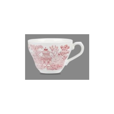 Vintage Churchill 7 Oz Georgian Tea Cup - Cranberry Willow Pattern, Set of 12 - Elegant Tea Time Accessories for Afternoon Tea, Bridal Showers & Vintage Home Decor