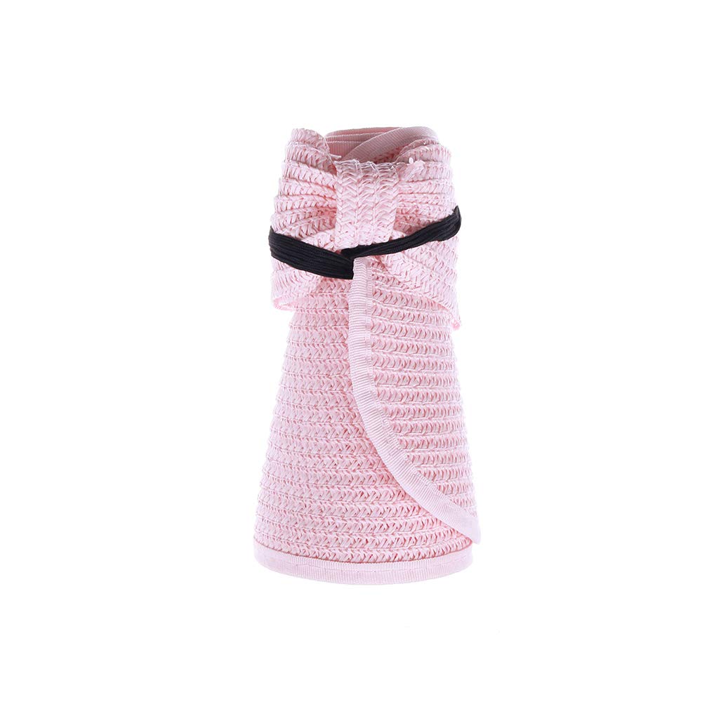 Kids Summer Roll Up Sun Visor Hat - Wide Brim Straw Beach Hat for Girls & Teens with Bow - Perfect for Beach, Pool, Outdoor Play & Sun Protection