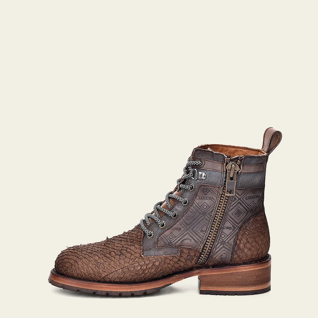 Men's Cuadra Casual Pirarucu Skin Ankle Boots - Waterproof & Comfortable for Outdoor, Work & Daily Wear