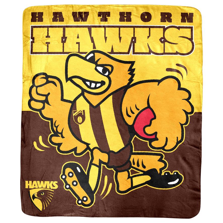 AFL Hawthorn Hawks Coral Fleece Blanket - Soft & Warm Team Logo Throw for Home, Office, or Game Day Decor