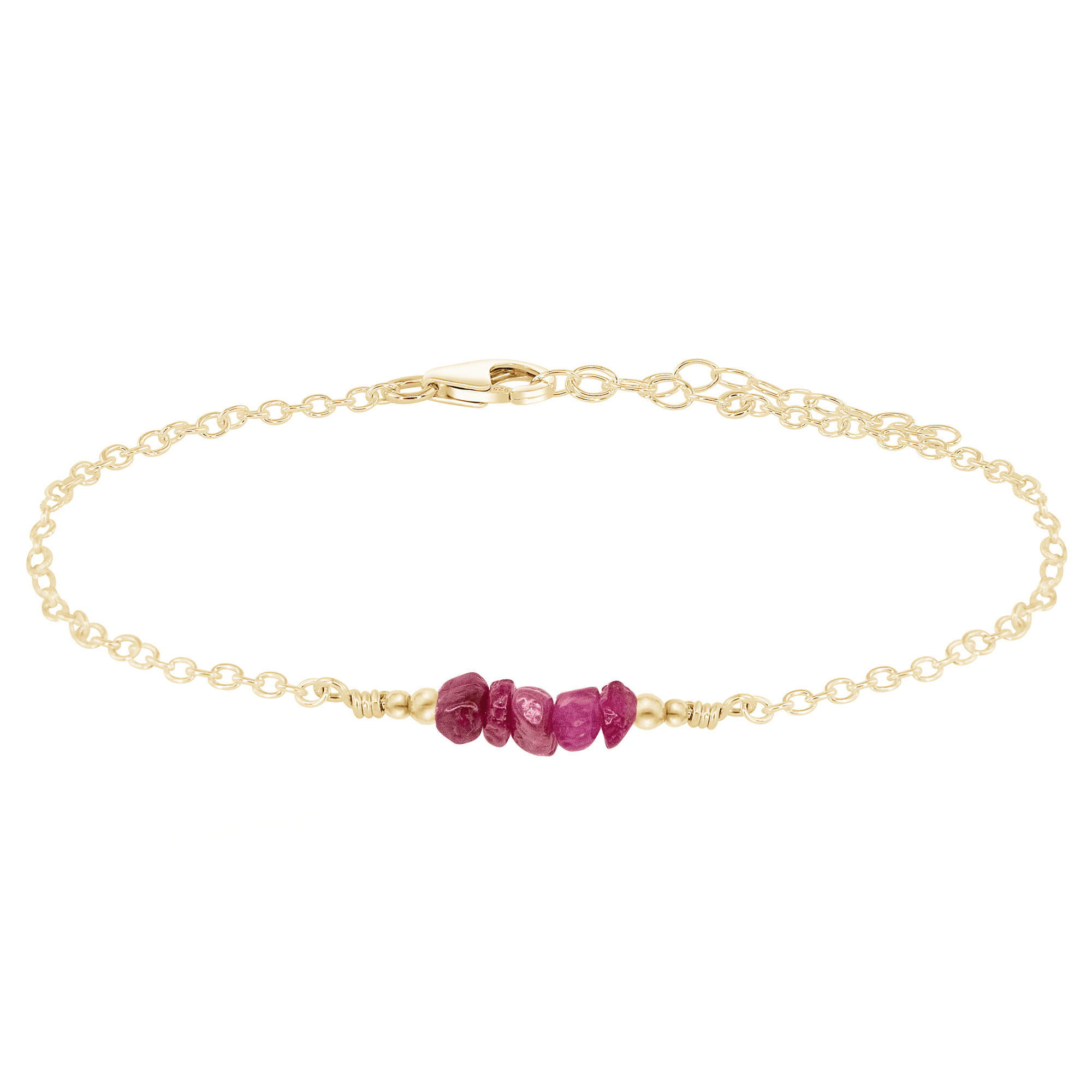 Ruby Chip Bead Bar Anklet - Elegant Handmade Ankle Bracelet for Women | Perfect for Beach, Summer & Boho Fashion