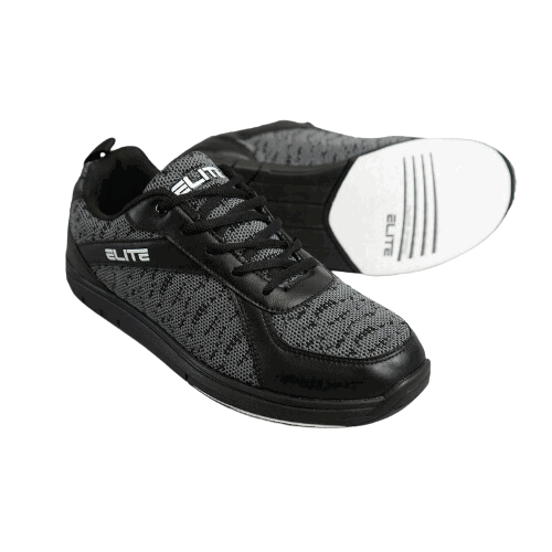 ELITE Men's Pinnacle Black/Grey Wide Athletic Lace-Up Bowling Shoes - Comfortable & Durable for Competitive Bowling & Casual Wear