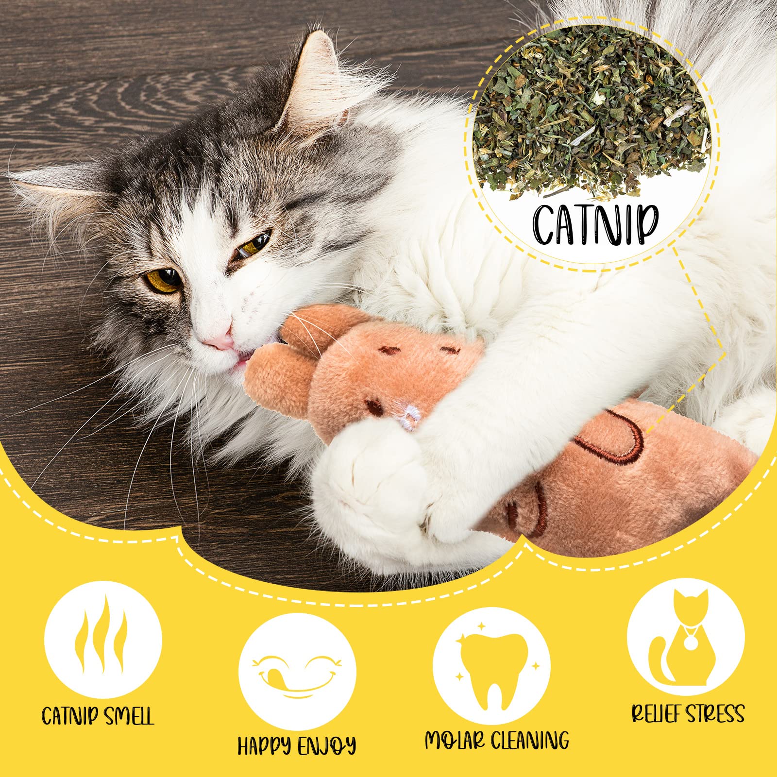 Jadive 50 Pcs Catnip Toys Bulk - Natural Catnip Filled Plush Toys for Indoor Cats, Interactive Kitten Chew Toys, Durable Pet Supplies for Play & Training - Perfect for Playtime, Stress Relief & Bonding with Your Cat