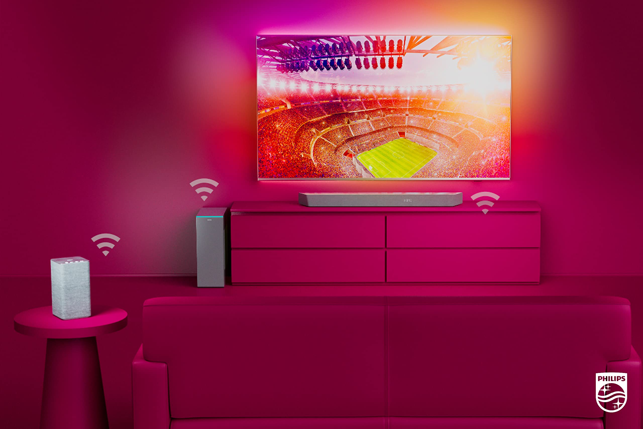 PHILIPS B8507B 3.1-Channel Soundbar with Wireless Subwoofer & Dolby Atmos - Premium Home Theater Audio System for Movies, Gaming & Music - Black