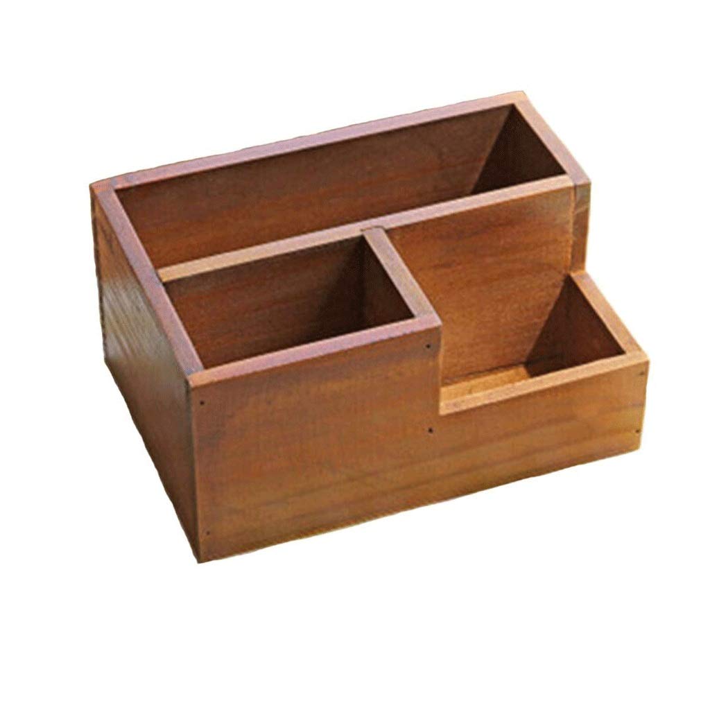 Wooden Desktop Storage Organizer with Remote Control Holder - Office Desk Organizer for Supplies, Pens, Keys & Home Essentials | Perfect for Office, Study & Living Room Organization