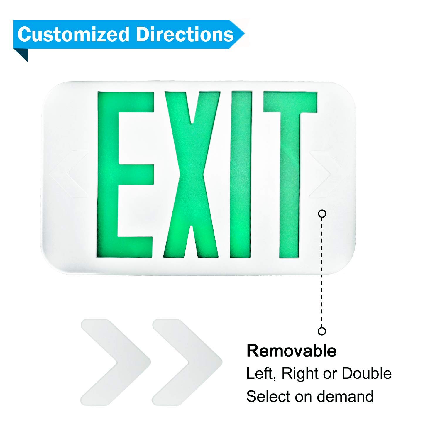 SPECTSUN 6-Pack LED Exit Sign with Battery Backup - Green Emergency Exit Light, 120V/277V Hardwired Combo with Arrow, Wall/Ceiling Mount Fire Safety Sign - Perfect for Offices, Schools, and Commercial Buildings