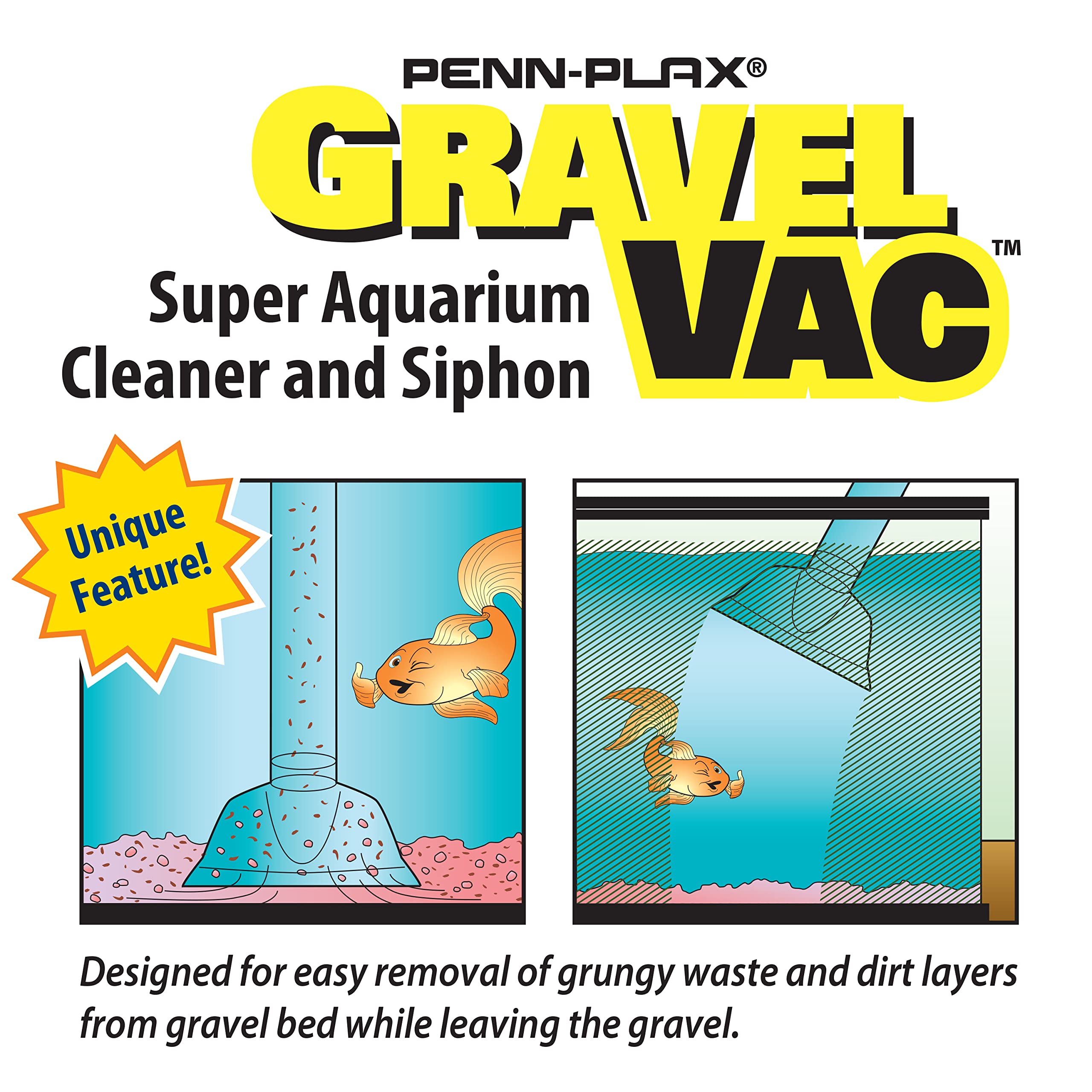 Penn-Plax GV9 Aquarium Gravel Vacuum Cleaner – Quick & Easy Fish Tank Maintenance Tool for Water Changes & Substrate Cleaning | Perfect for Freshwater & Saltwater Tanks