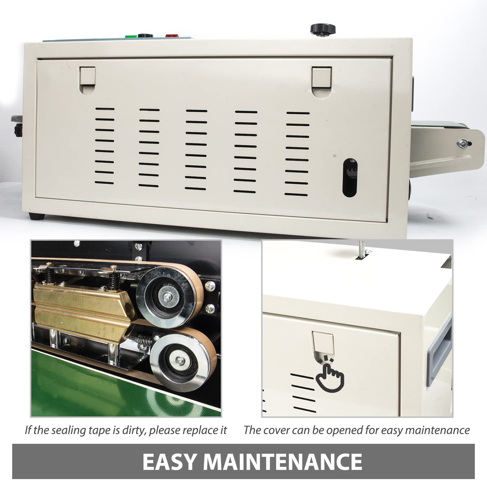 FR-900 Automatic Horizontal Continuous Sealing Machine for Plastic Bags - Heat Sealer with Stamp Coding Function | Ideal for Food Packaging, Retail & E-commerce Businesses