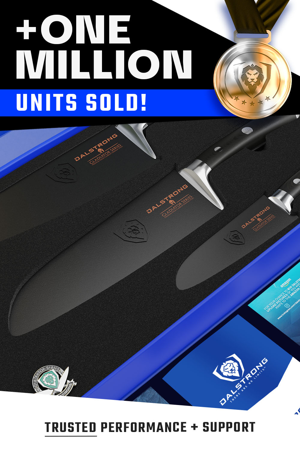Premium 3-Piece Knife Set - Chef, Santoku & Paring Knives | Gladiator Series Elite | NSF Certified | Professional Kitchen Cutlery | Perfect for Home Chefs & Culinary Enthusiasts | Dalstrong ©
