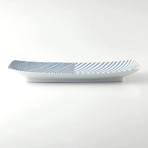 Premium Japanese Hasami Yaki Ceramic Plates Set of 2 - Handcrafted Striped Design for Dining & Serving | Elegant Tableware for Restaurants, Home Decor & Gift Giving