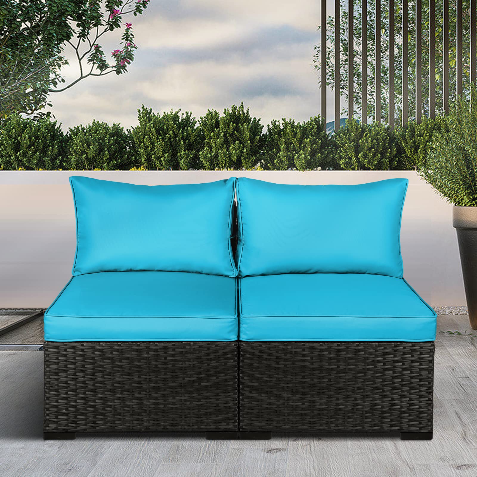 Natural Expressions 2-Piece Patio Loveseat Set - All-Weather Wicker Outdoor Sectional Sofa with Cushions for Deck, Porch, Backyard, Balcony & Sunroom | Durable Rattan Conversation Furniture for Relaxing & Entertaining Outdoors