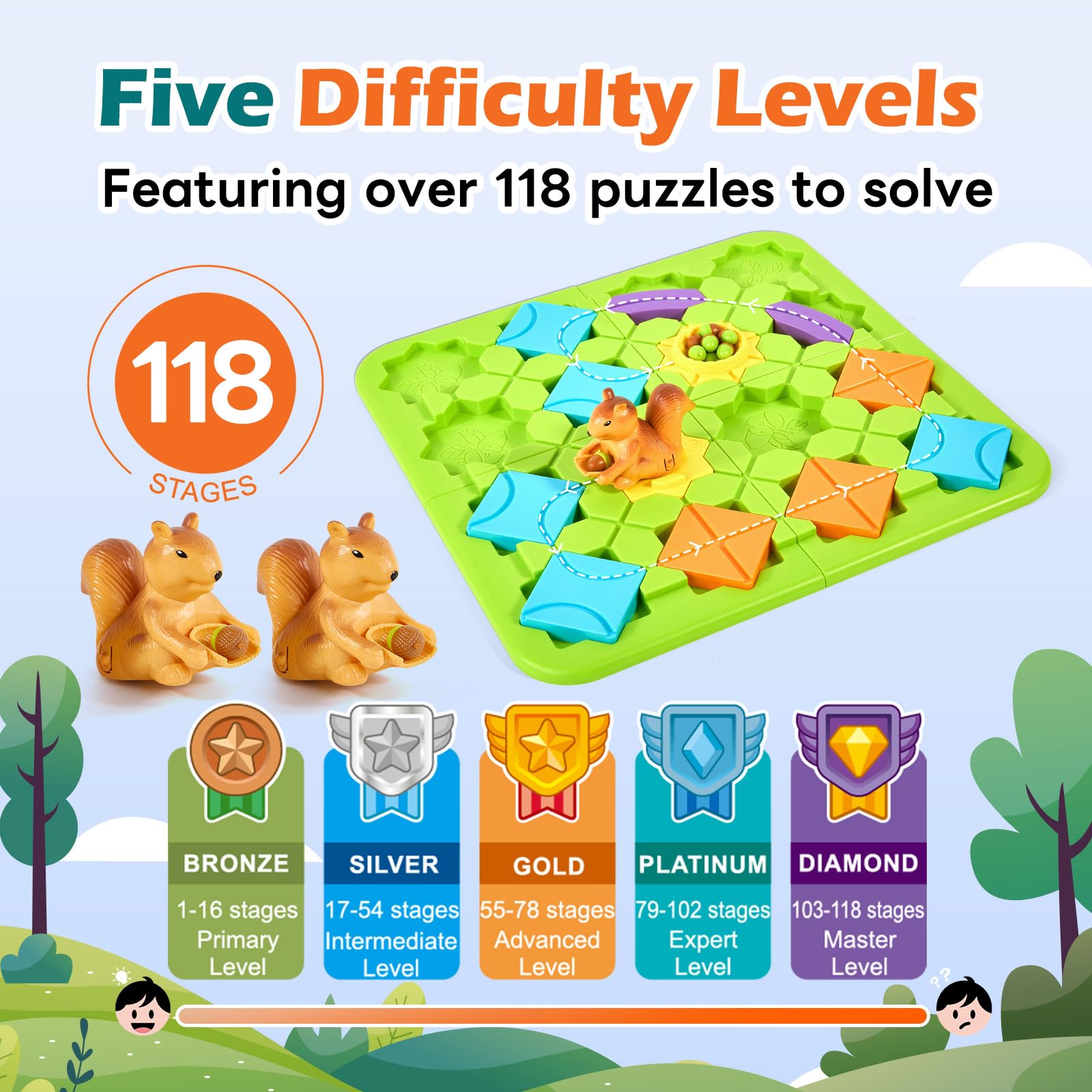 STEM Educational Board Games for Kids Ages 4-8 | Brain Teaser Logic Puzzles & Road Builder Learning Toys | Montessori Classroom & Birthday Gift Ideas | Perfect for Homeschooling & Family Game Night