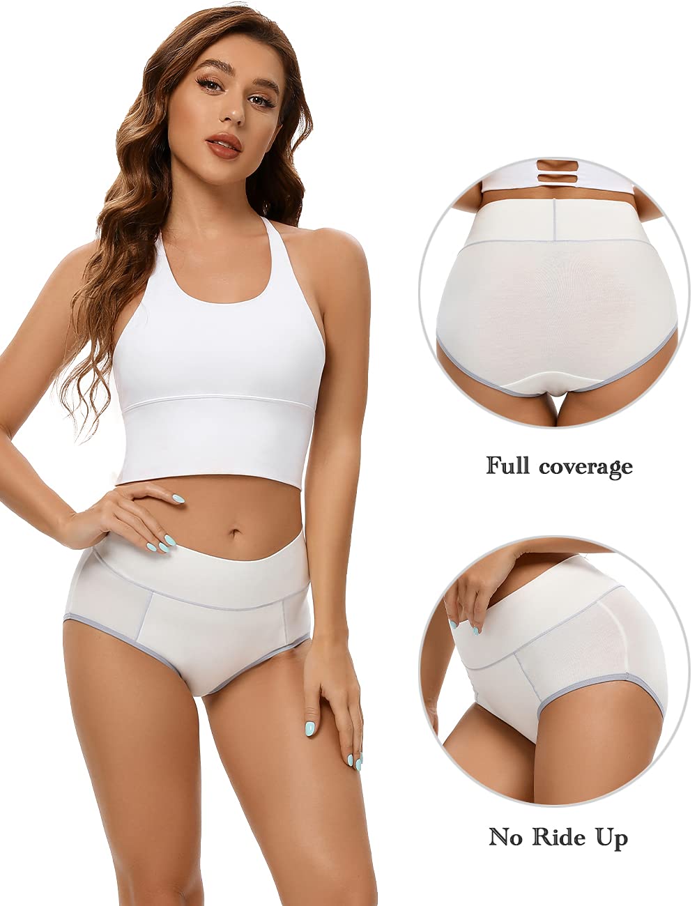 POKARLA Women's Cotton High Waist Full Coverage Underwear - Soft Breathable Postpartum Panties with Stretch - Perfect for Pregnancy, Post-Delivery & Everyday Comfort