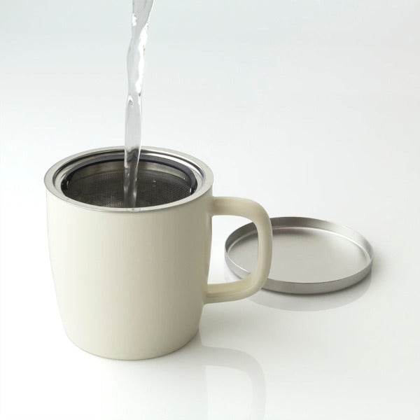 FORLIFE Small Dew Mug with Infuser & Lid - 11oz Ceramic Tea Cup with Strainer - Perfect for Loose Leaf Tea, Herbal Infusions & Hot Beverages at Home or Office