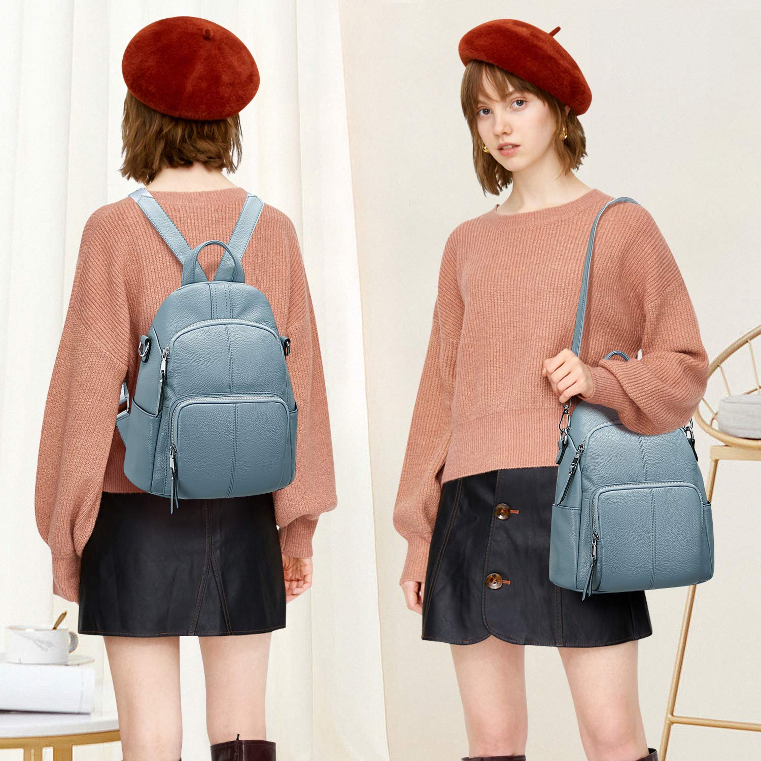 ALTOSY Women's Soft Leather Backpack Purse - Stylish & Versatile Shoulder Bag for Work, Travel & Daily Use