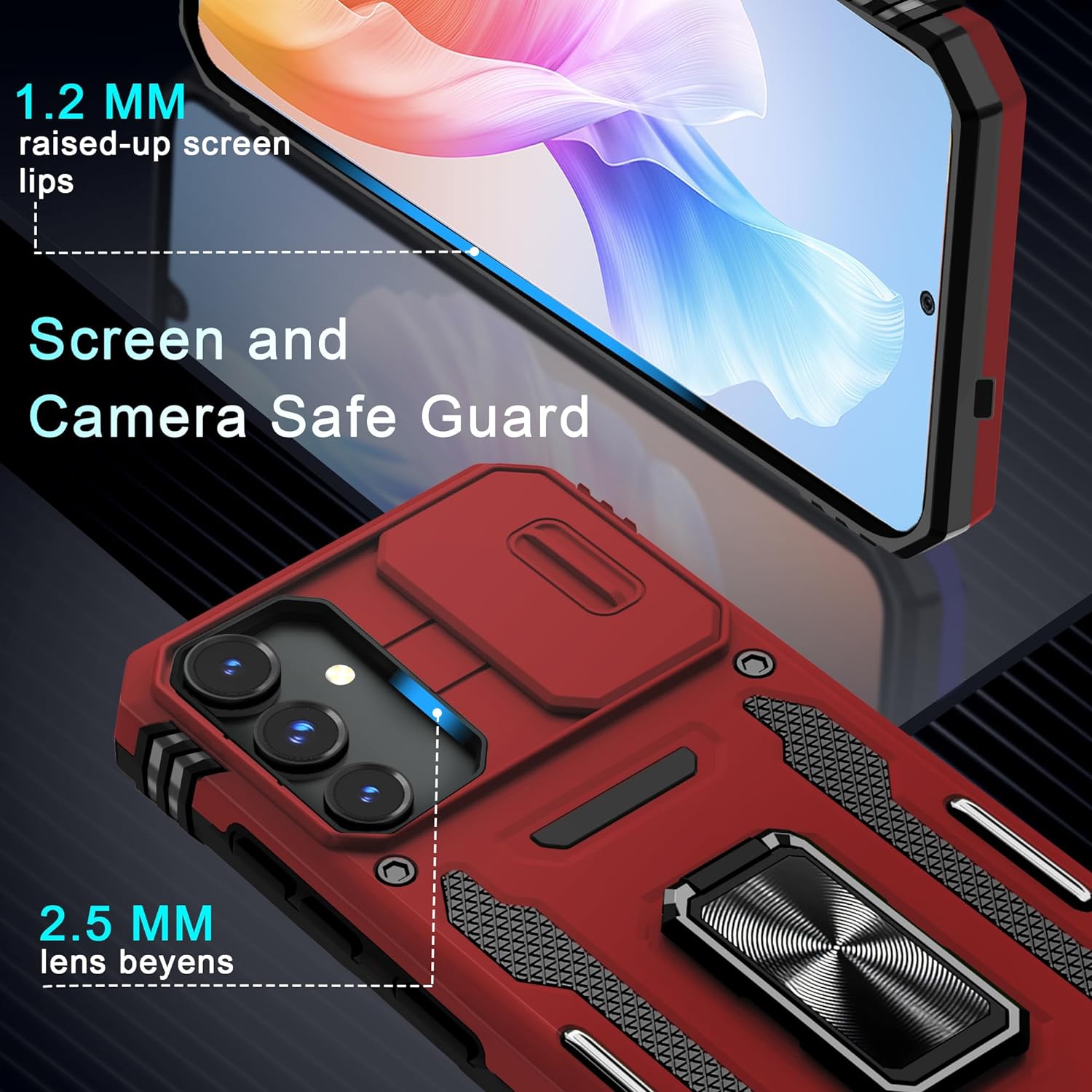 Samsung Galaxy S25 Plus Case with Slide Camera Cover, Ring Kickstand & Military-Grade Protection - Perfect for Outdoor Adventures, Travel & Daily Use