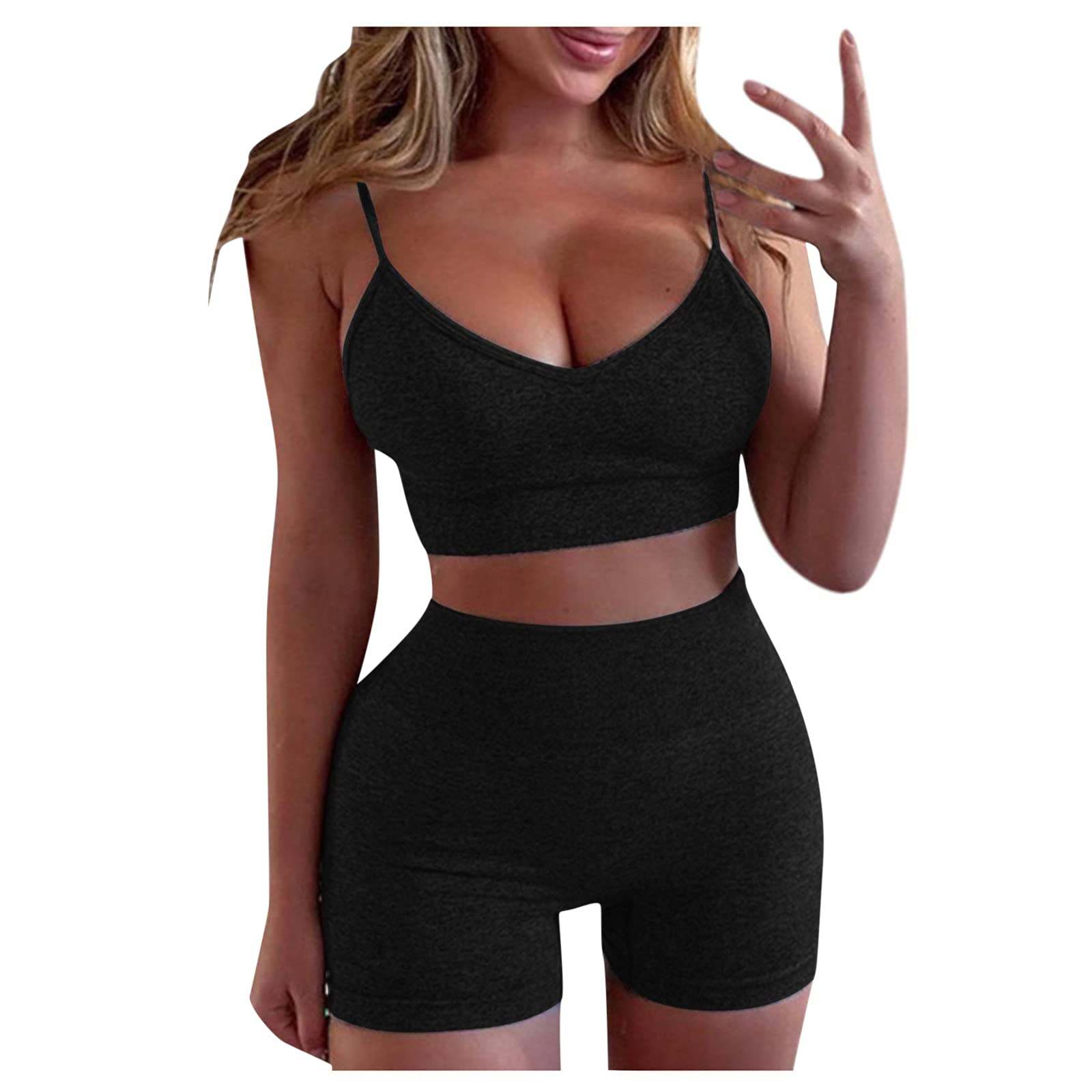 Women's Casual 2-Piece Outfit Set - Sleeveless Split Short Sportswear Pants & Top | Perfect for Gym, Yoga, Running & Summer Wear