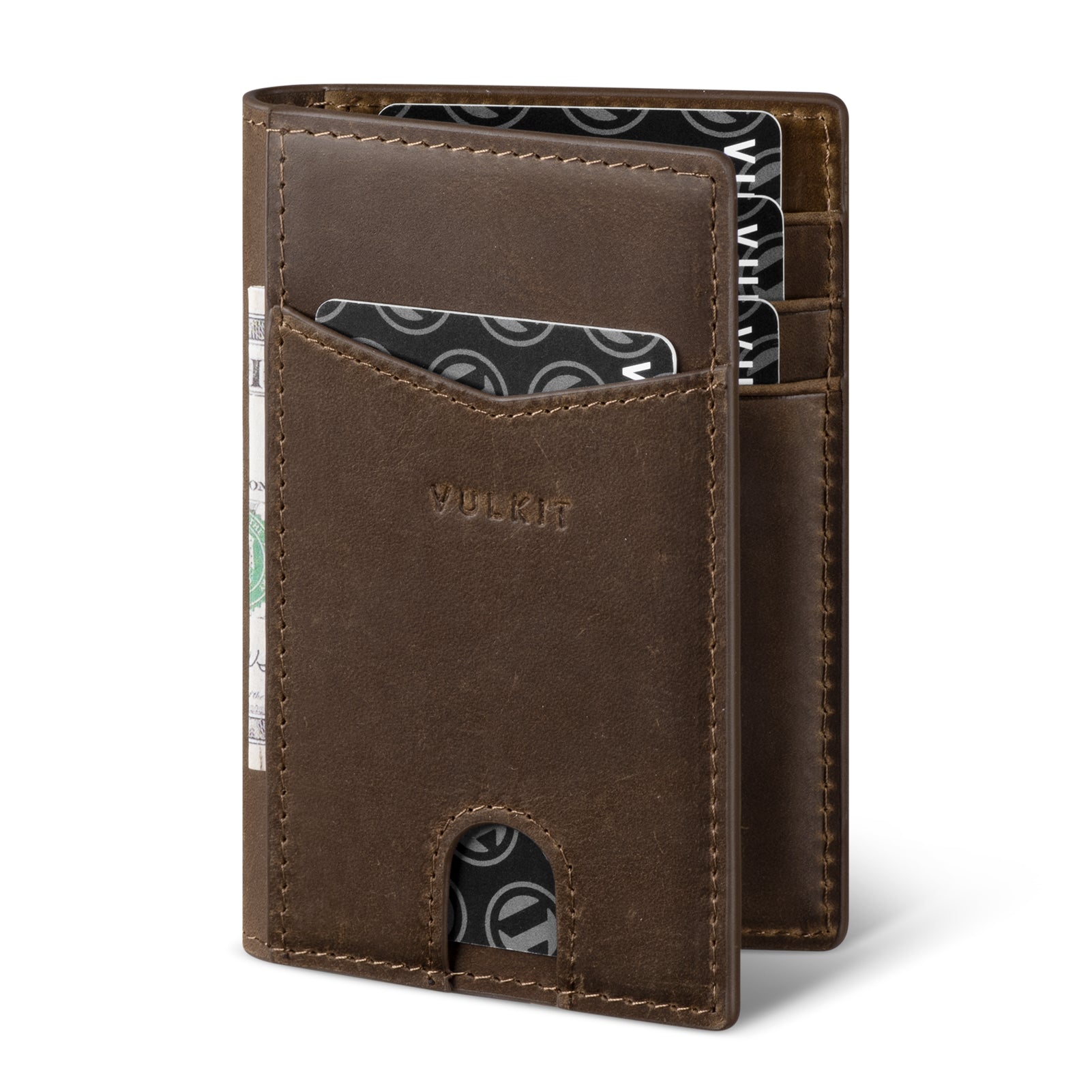 Genuine Crazy Horse Leather Bi-Fold Wallet for Men - 2 Card Slots & Banknote Pocket - Durable & Stylish Wallet for Everyday Use, Travel, and Business