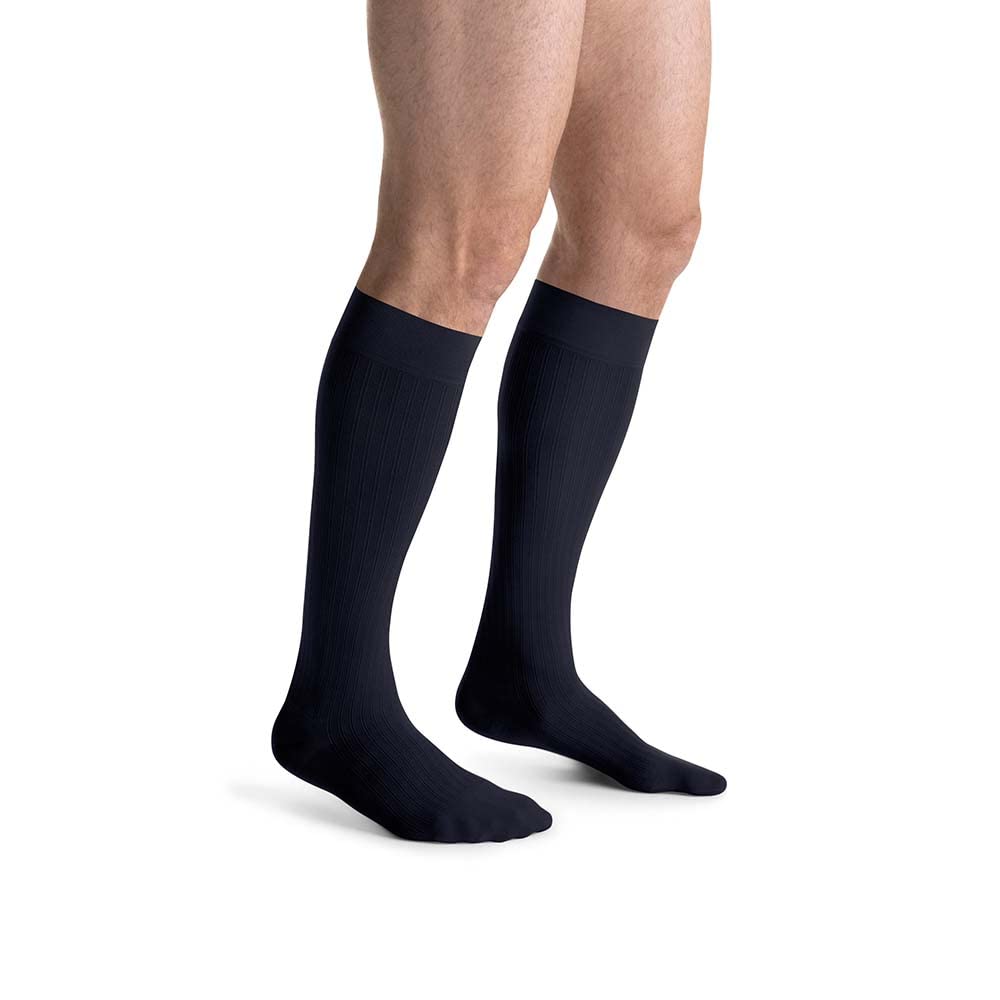 JOBST for Men Ambition Compression Socks 20-30 mmHg Knee High Closed Toe Navy Size 1 - Medical Support Socks for Running, Travel & Varicose Vein Relief