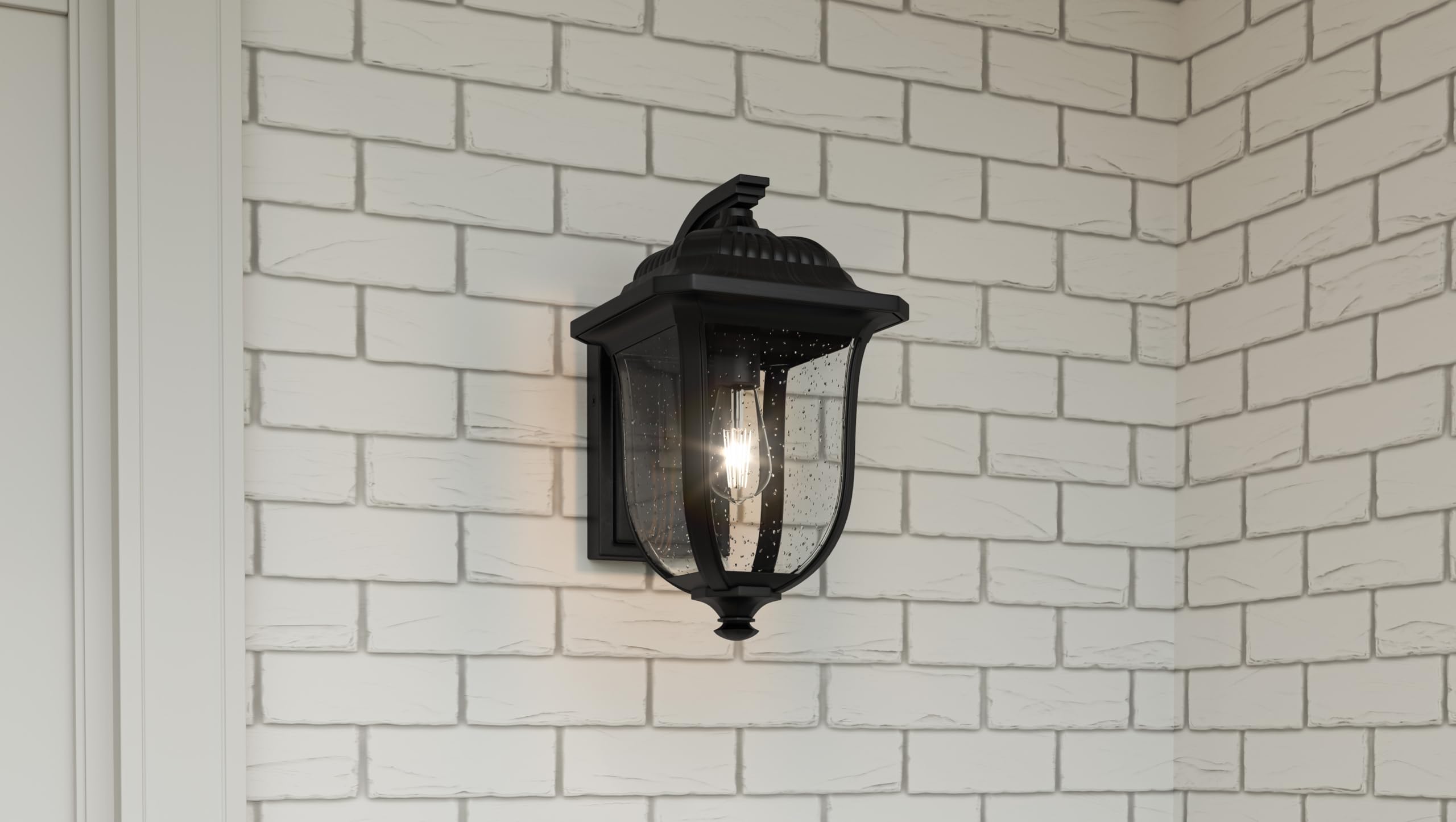 Quoizel Mulberry 1-Light Matte Black Outdoor Wall Lantern - Weatherproof Exterior Lighting for Porch, Patio, and Garden Decor