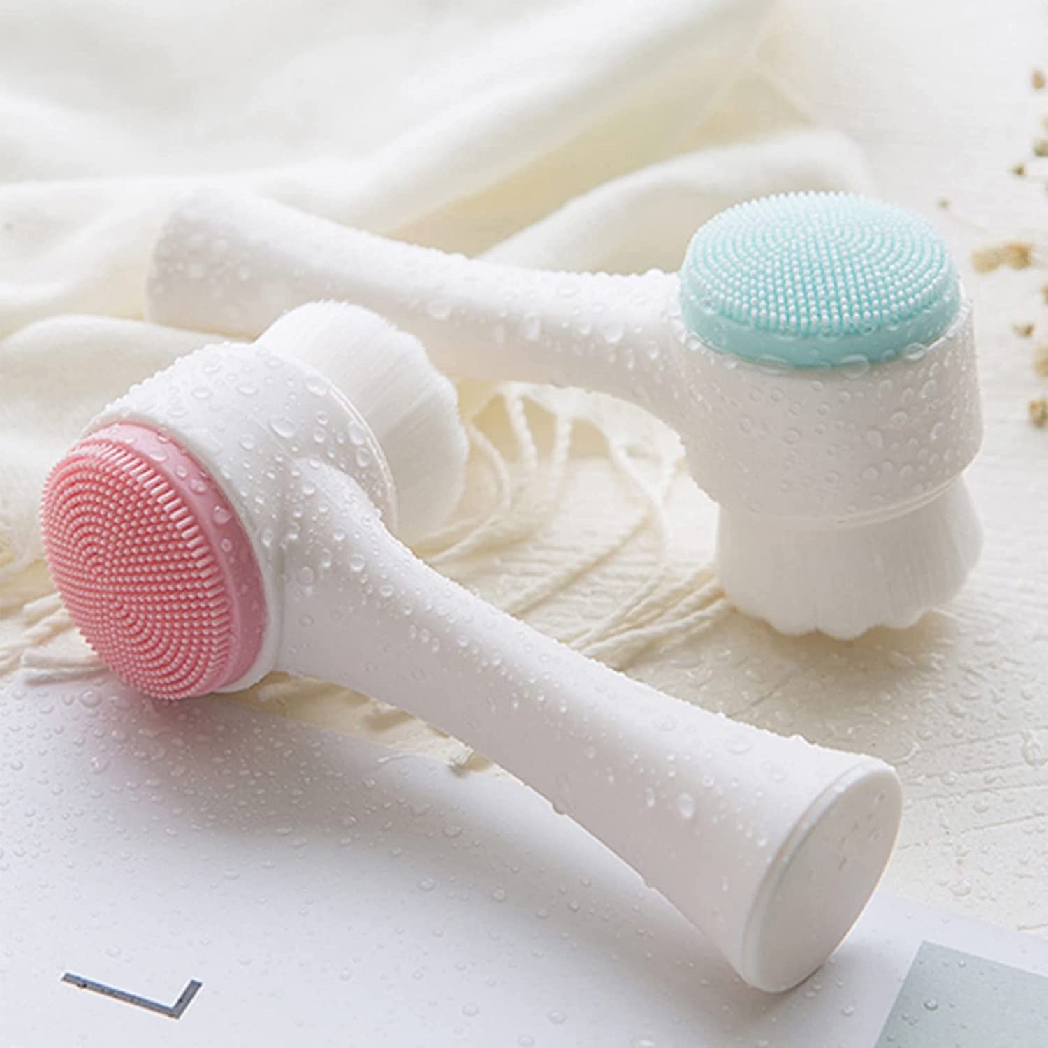 Double-Sided Silicone Face Brush - 3D Facial Cleansing & Massage Tool with Soft Bristles for Gentle Exfoliation | Perfect for Daily Skincare Routine & Spa-Like Experience at Home