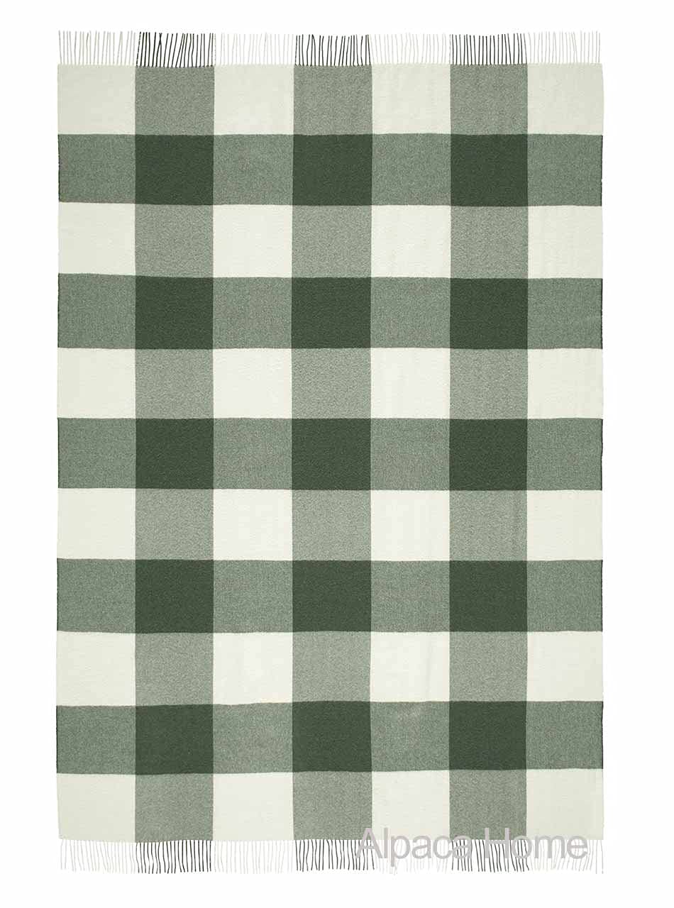Cheeky Checks Alpaca Throw Blanket - 100% Baby Alpaca Wool, 6.6ft x 4.25ft, Hypoallergenic & Ultra Soft - Perfect for Sofa, Bed, or Gift (Sweet Thyme)