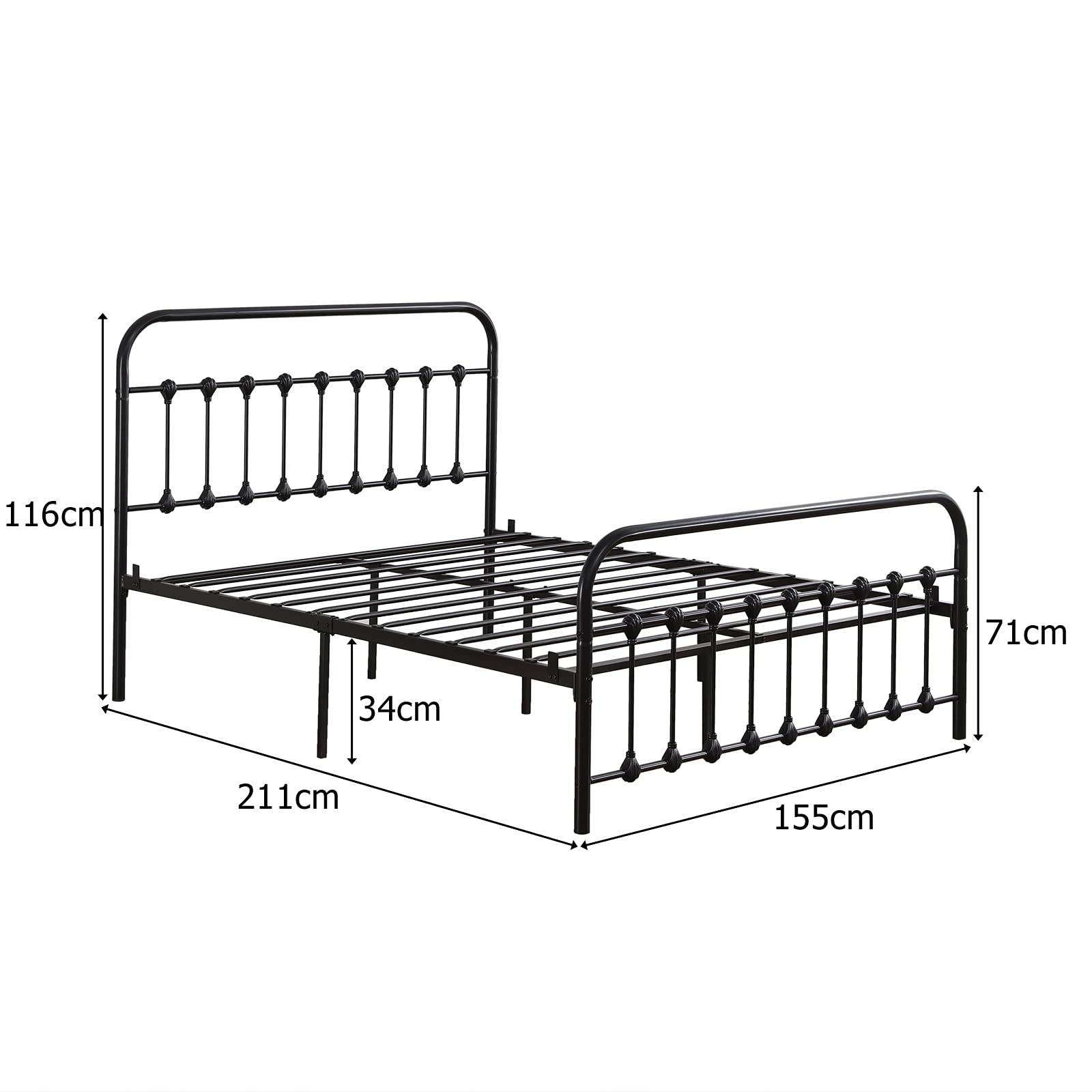 **Full Size Metal Bed Frame with Headboard & Footboard - Sturdy Platform Bed, No Box Spring Needed, Noise-Free Mattress Foundation - Perfect for Bedrooms, Guest Rooms & Dormitories**