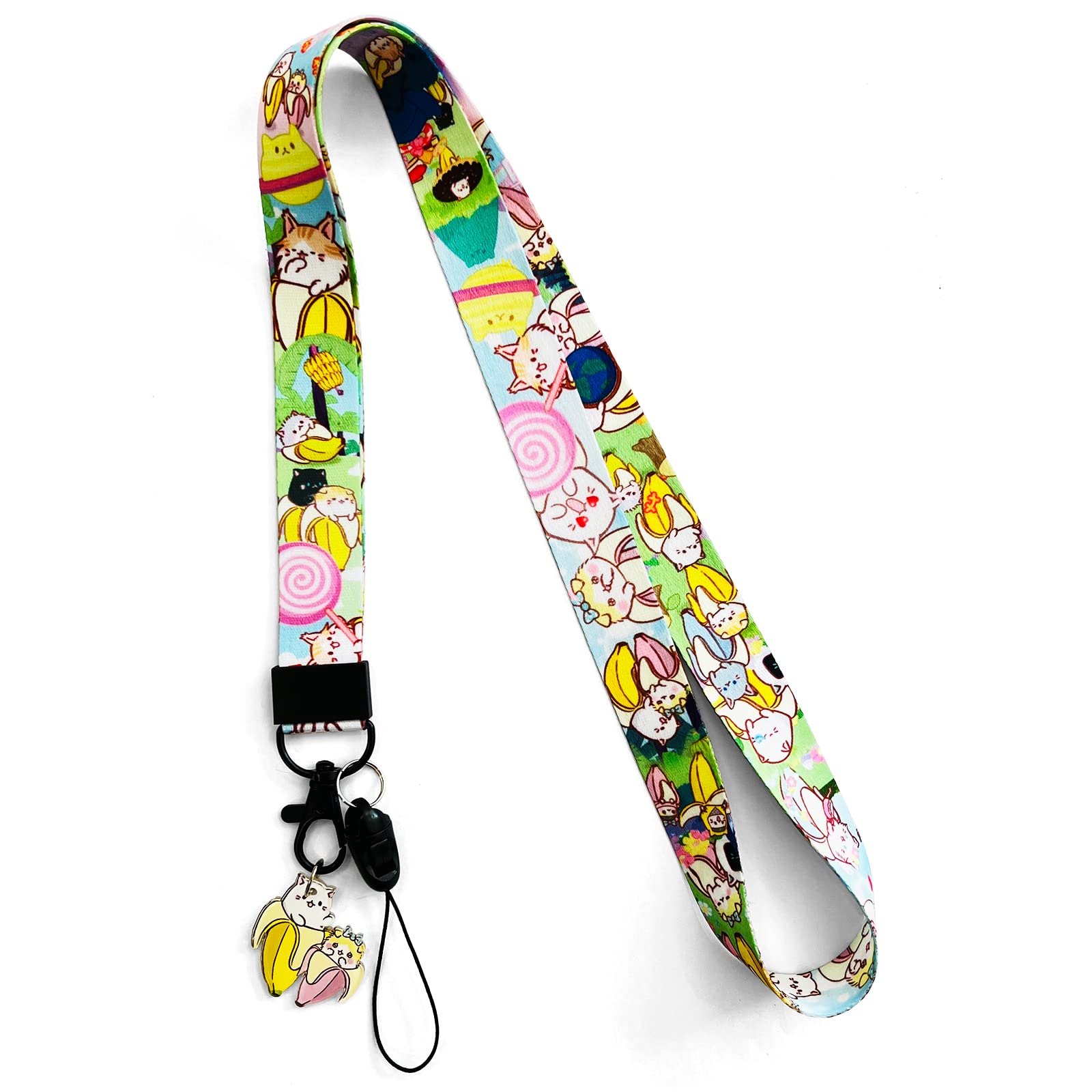 Bananya Cat Keychain Lanyard for Keys & ID Badges - Anime Gift for Women & Kids