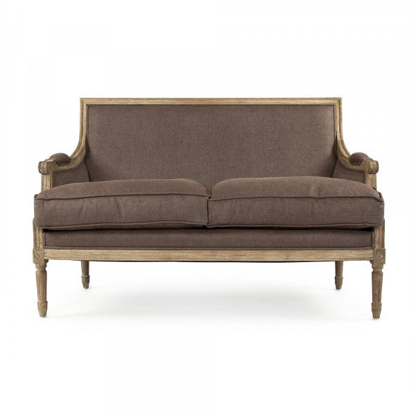 Louis Aubergine Linen Settee - Elegant Sofa for Living Room, Bedroom & Office | Comfortable Upholstered Furniture for Home Decor