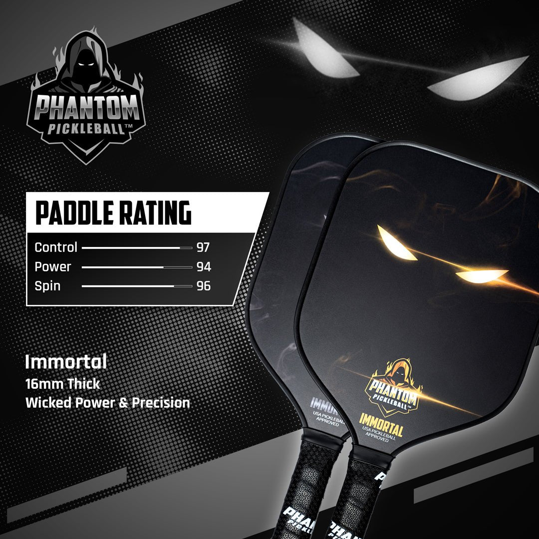 Phantom Immortal Pickleball Paddle - Premium Carbon Fiber Paddle for Competitive Play | Perfect for Outdoor & Indoor Pickleball Games